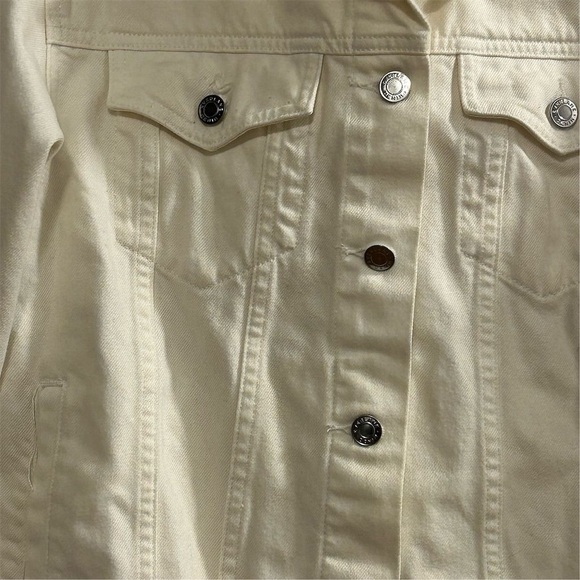 Everlane Women's Denim Jacket Medium off-white Button-Up Casual Short Fall - Picture 5 of 12